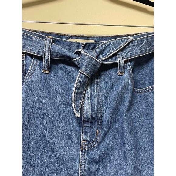 MADEWELL Rigid Denim Straight Mini Skirt, Built-In Waist Tie, Haydel Wash, Sz 31 - Picture 4 of 11